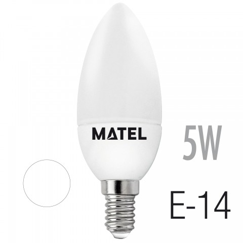 BOMBILLA LED VELA E14 5W FRIA