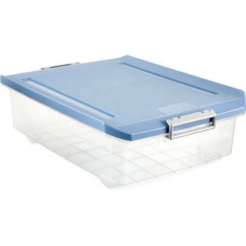 Caja multiusos de 35 litros con tapa color azul.

Largo: 377 mm
Ancho: 475 mm
Alto: 260 mm