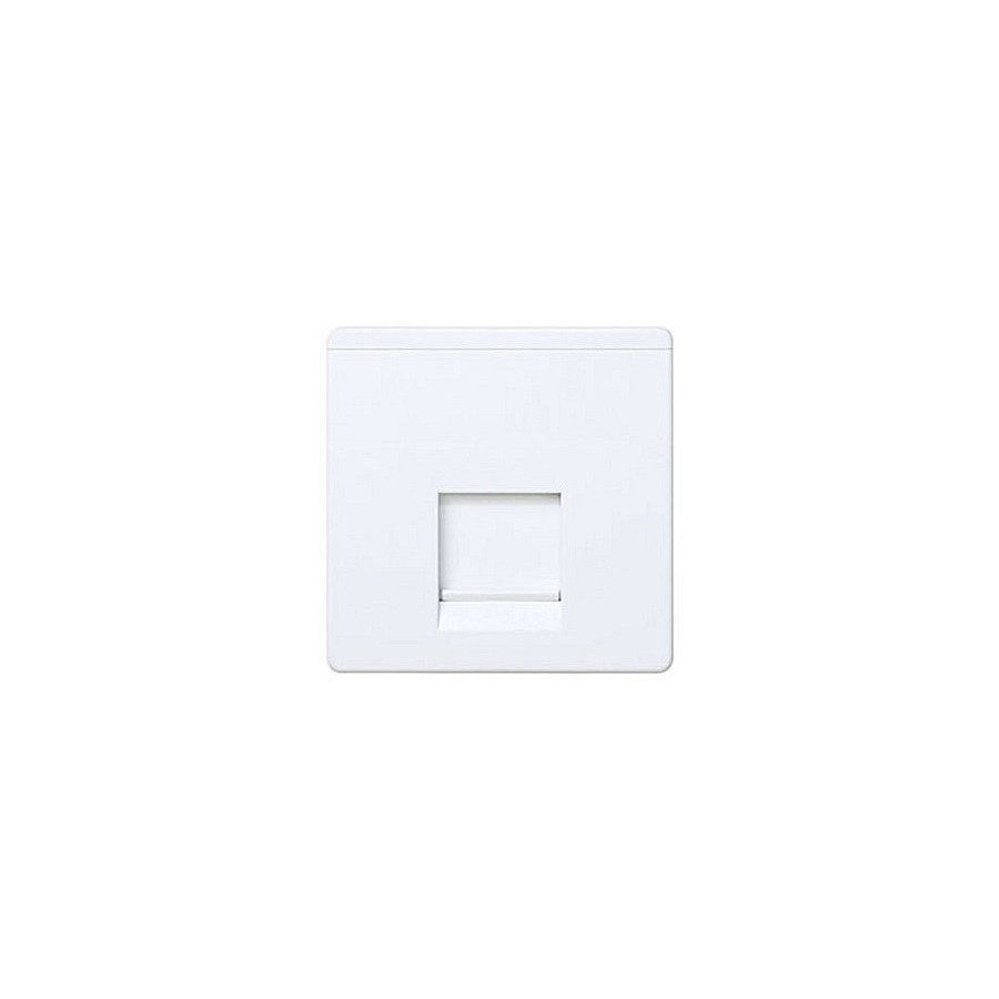 Placa informática para voz y datos plana para 1 conector RJ45, con guardapolvo. Incluye bastidor. Color Blanco. Para mecanismo Placa informática para voz y datos plana para 1 conector RJ45, con guardapolvo. Incluye bastidor. Color Blanco. Para mecanismo