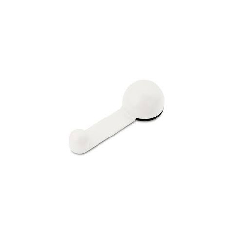 Tope retenedor giratorio adhesivo de color blanco. Incluye 4 unidades y dispone de unas medidas de 27x40x108 mm.