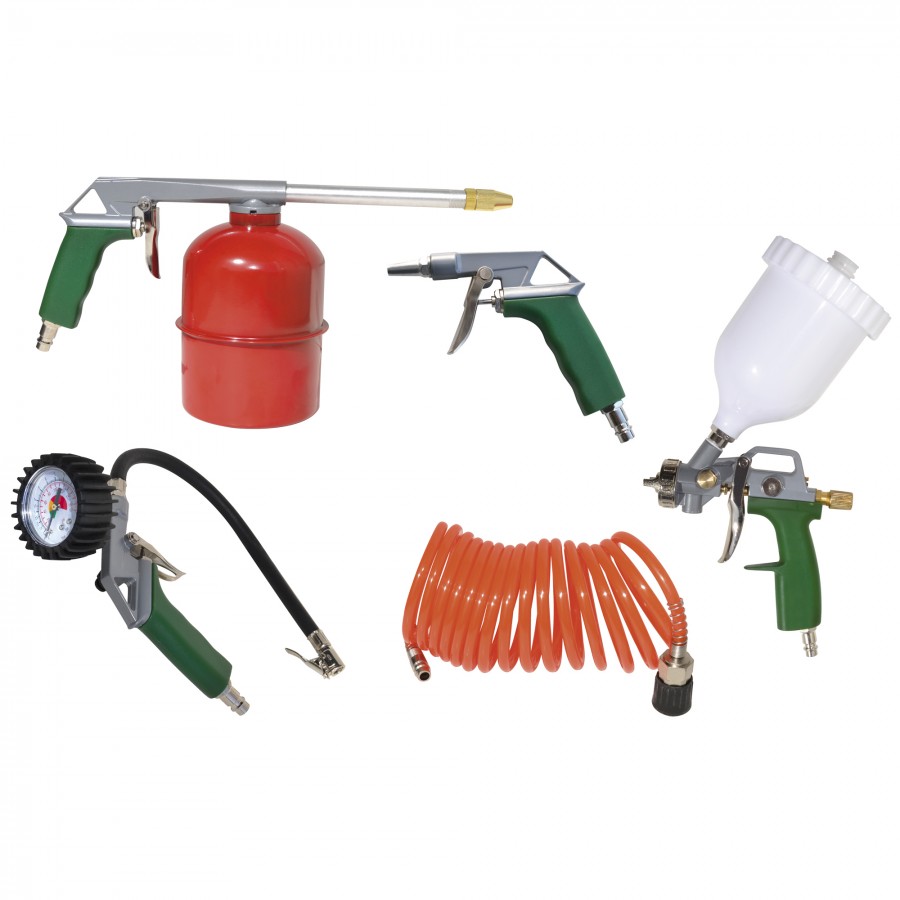 KIT AEROGRAFICO . 5 PIEZAS: PISTOLA DE PINTAR, DE PETROLEAR, SOPLADOR, INFLADOR Y ESPIRAL 5 MT. KIT AEROGRAFICO . 5 PIEZAS: PISTOLA DE PINTAR, DE PETROLEAR, SOPLADOR, INFLADOR Y ESPIRAL 5 MT.